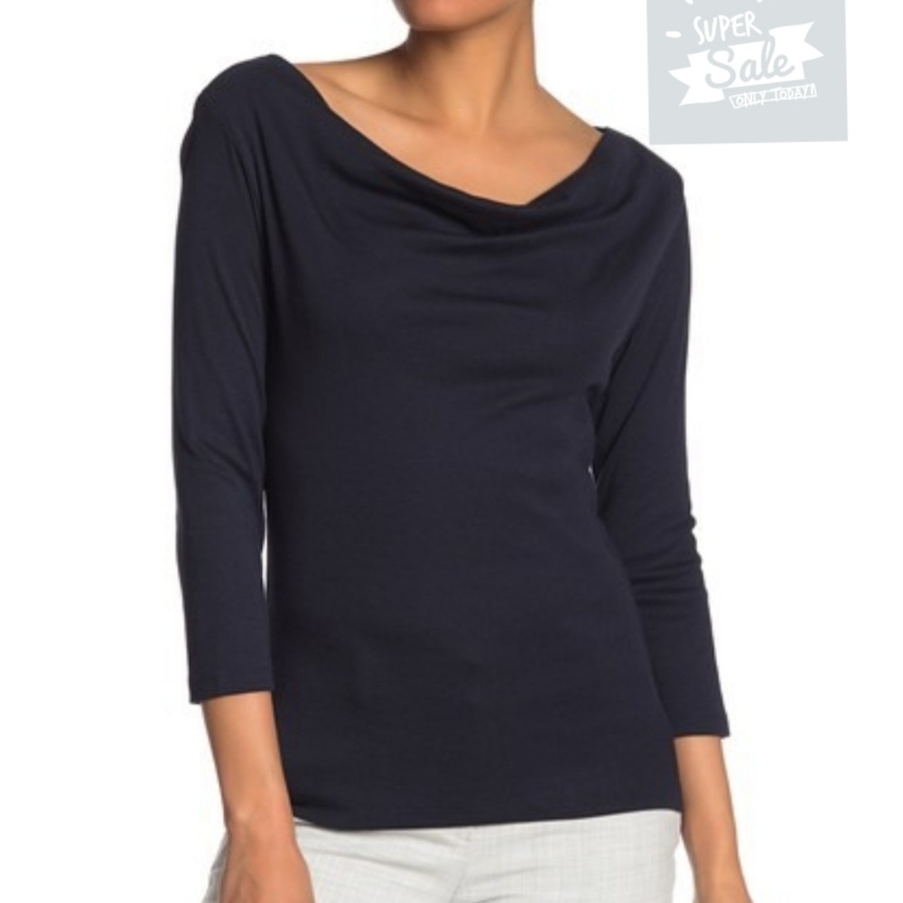 PHILOSOPHY APPAREL Cowl Neck 3/4 Sleeve top Black